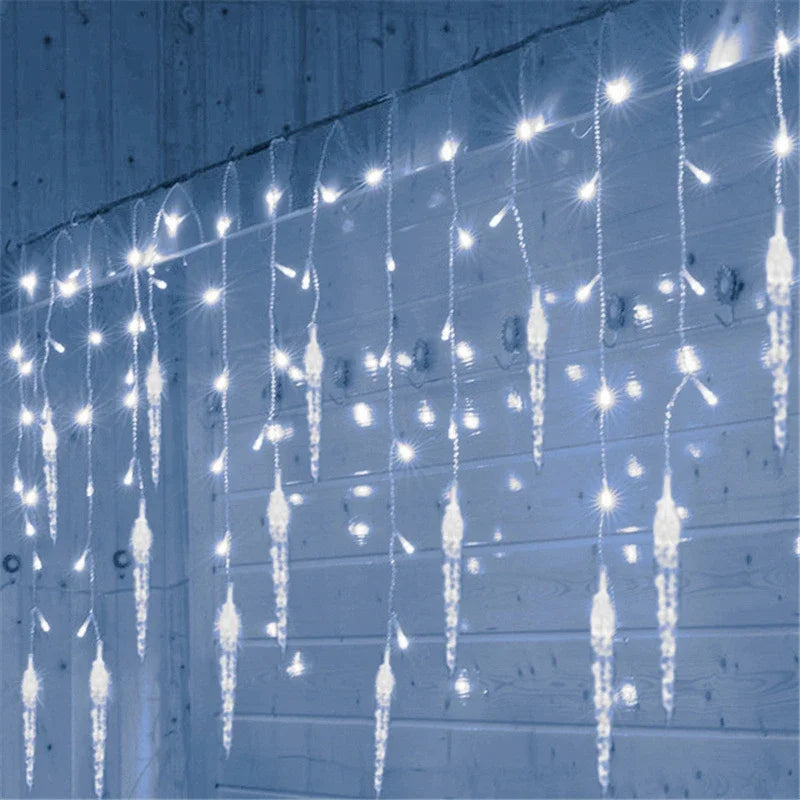 Guirlande de noël LED rideau de glaçons guirlandes lumineuses