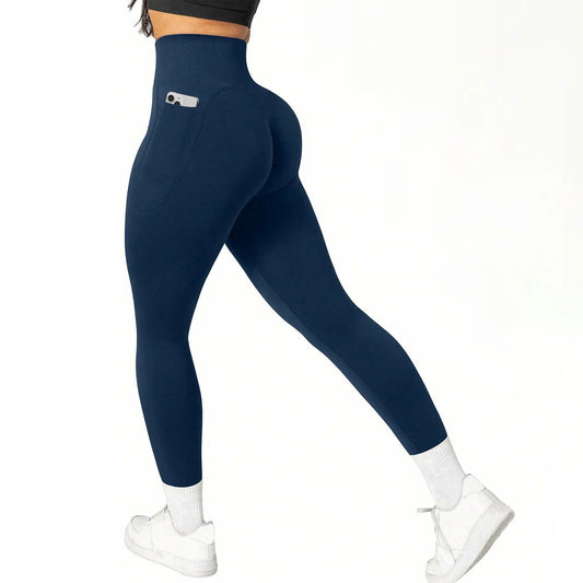 Pantalon de Yoga taille haute sans couture, Leggings de gymnastique sculptant les fesses avec poches latérales, collants d'entraînement Sexy pour femmes