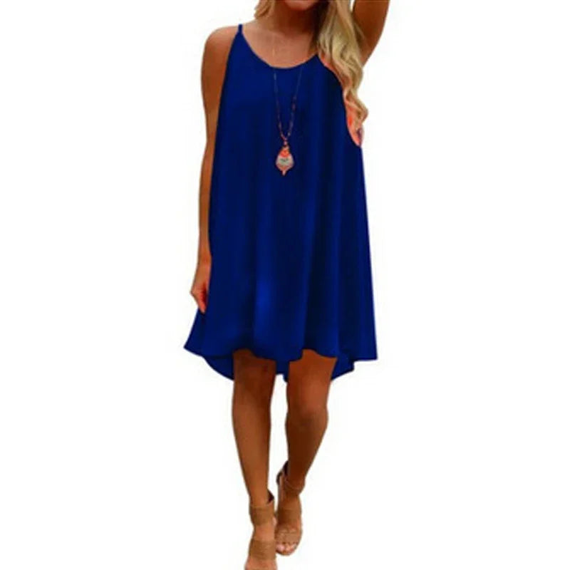 Robe de plage ample et décontractée pour femmes, Mini, sans manches, bretelles Spaghetti, ajouré, vêtements pour filles, moulante, été