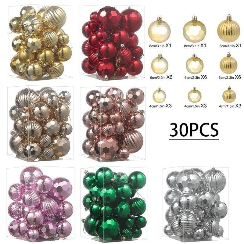 30 pièces 4-8CM grandes boules de Noël suspendues arbre de Noël pendentif