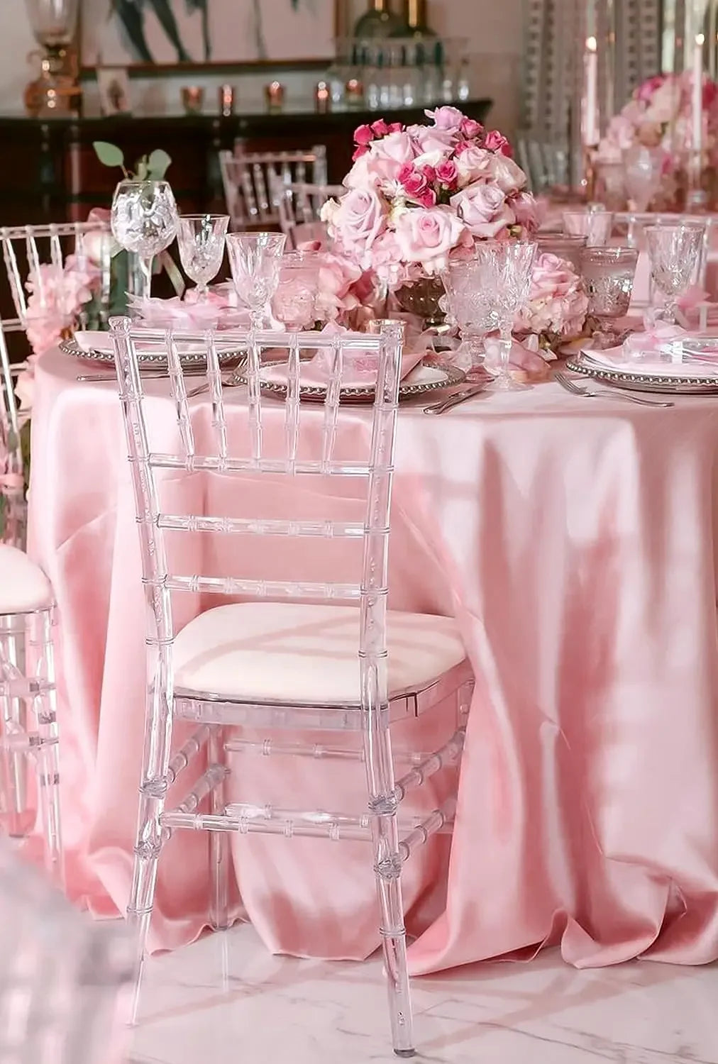 Nappe ronde en satin, couverture de table en soie brillante or rose