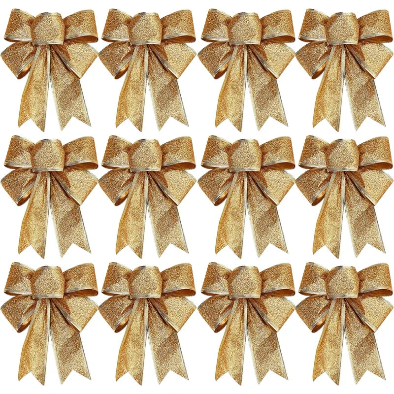 Ornements d'arc de noël, arbre de noël à paillettes, artisanat, guirlande de couronne de noël, ruban décoratif, nœuds brillants, décoration de noël