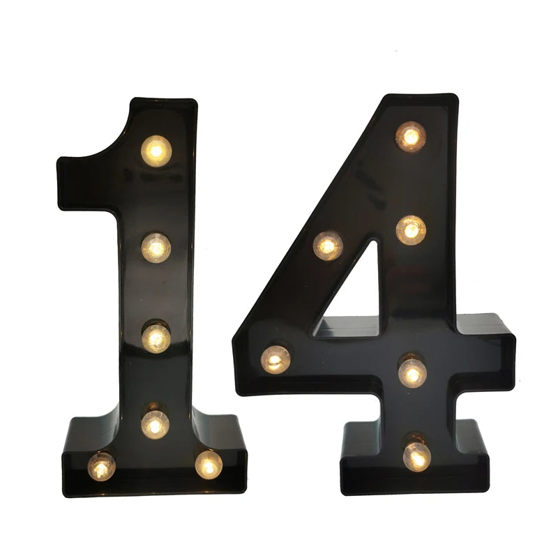 2 pièces 18 21st 30th 40th 50th 60th noir numéro LED chaîne veilleuse lampe joyeux adulte anniversaire fête décoration