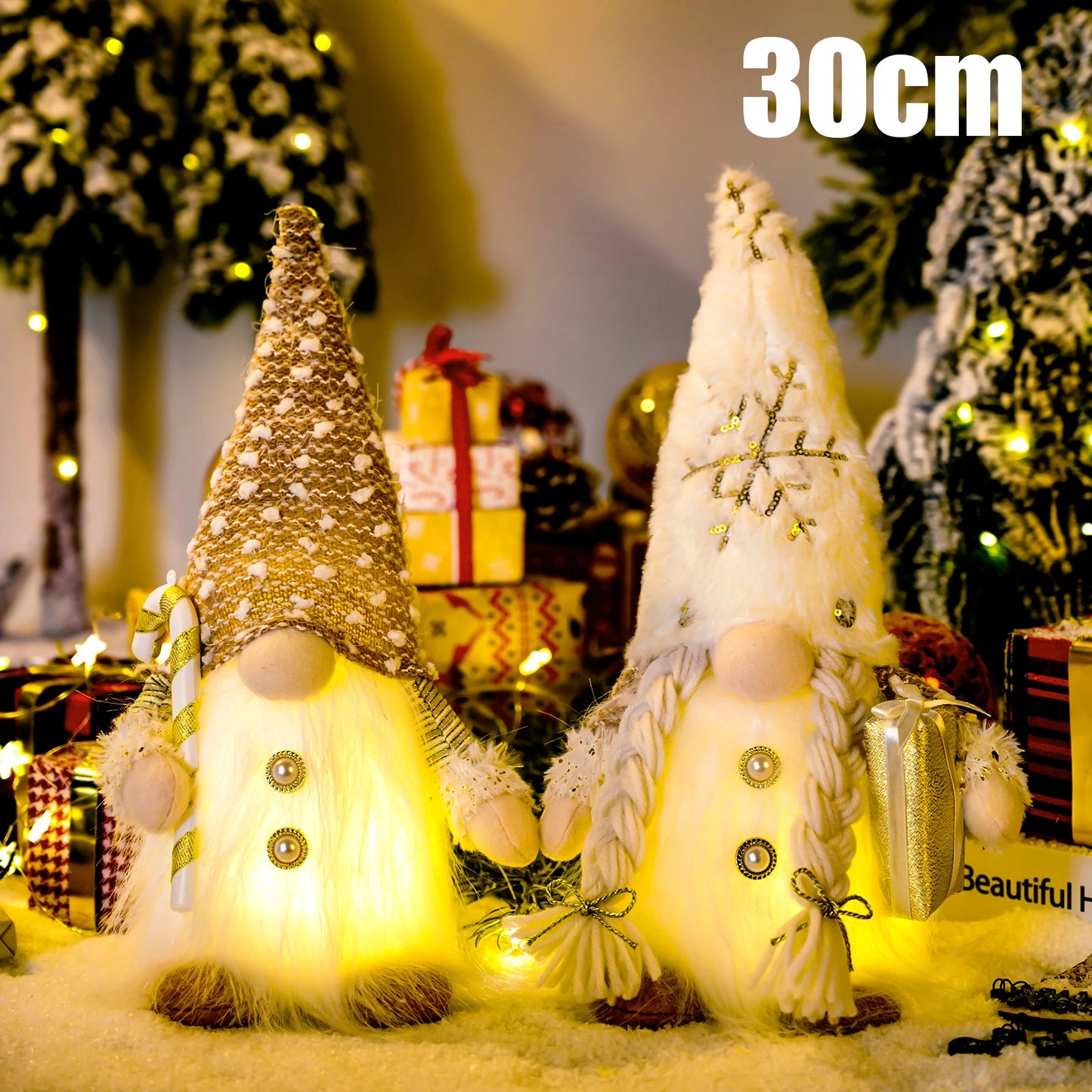 Gnome elfe avec lumière LED, décorations de Noël pour la maison
