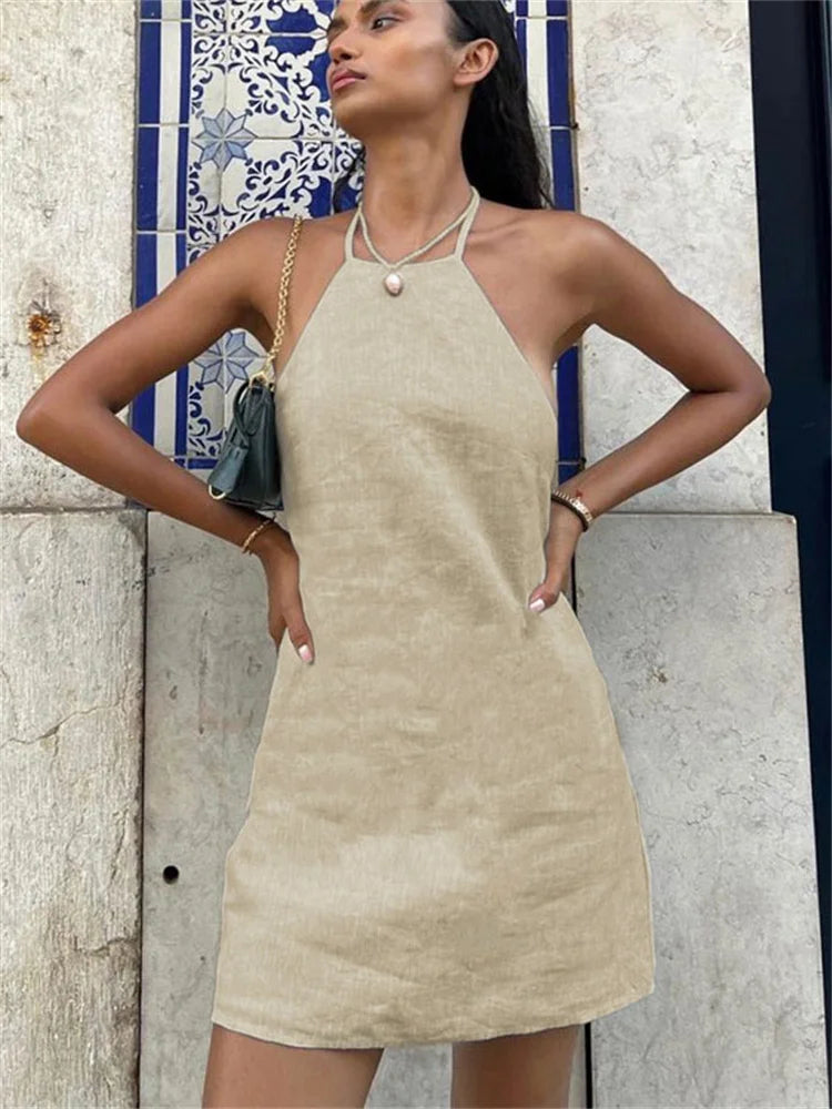Tossy-Mini Robe à Lacets pour Femme, Dos aux, Couleur Unie, Basique, Patchwork, Décontracté, Off-initié, Sexy, Mode Féminine