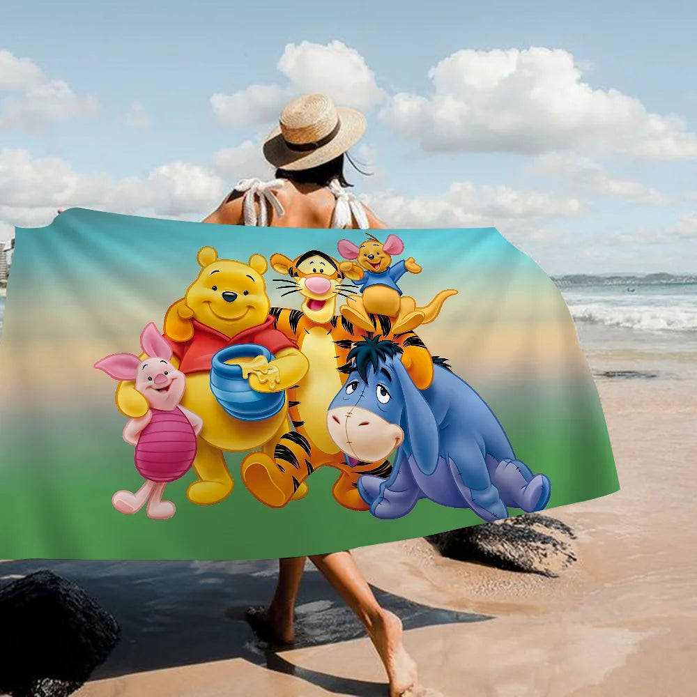 Winnie l'ourson ours serviette de plage dessin animé mignon été enfants grande piscine serviette de plage microfibre absorbant pour voyage de natation