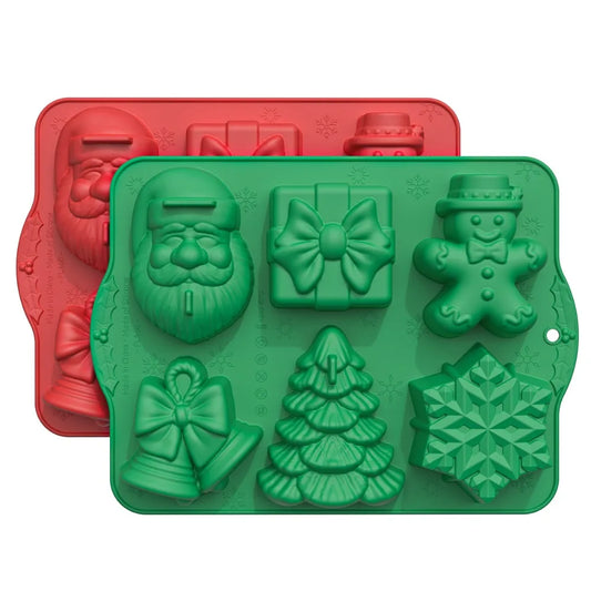 Moule de cuisson de noël en Silicone, pour bonbons, chocolat, Fondant, outils de décoration de gâteaux de vacances antiadhésifs, moules d'arbre de bonhomme de neige du père noël