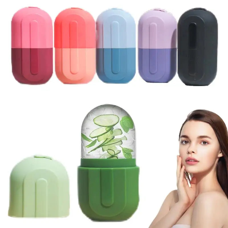 Rouleau de glace à compresse froide pour le visage et les yeux, Massage de beauté, moule à glace en Silicone, outil de soins de la peau du visage rafraîchissant et raffermissant