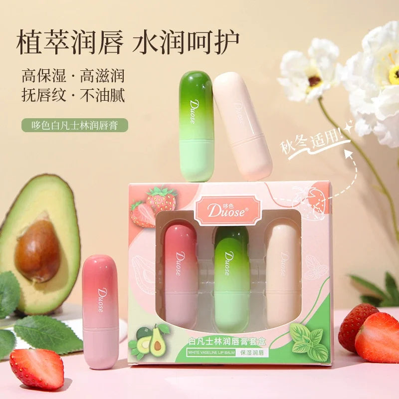 Nouveaux ensembles de baumes à lèvres Fruits hydratant lèvres hydratant nourrissant hydratant rouge à lèvres Kits lèvres huile hydratante et Non grasse