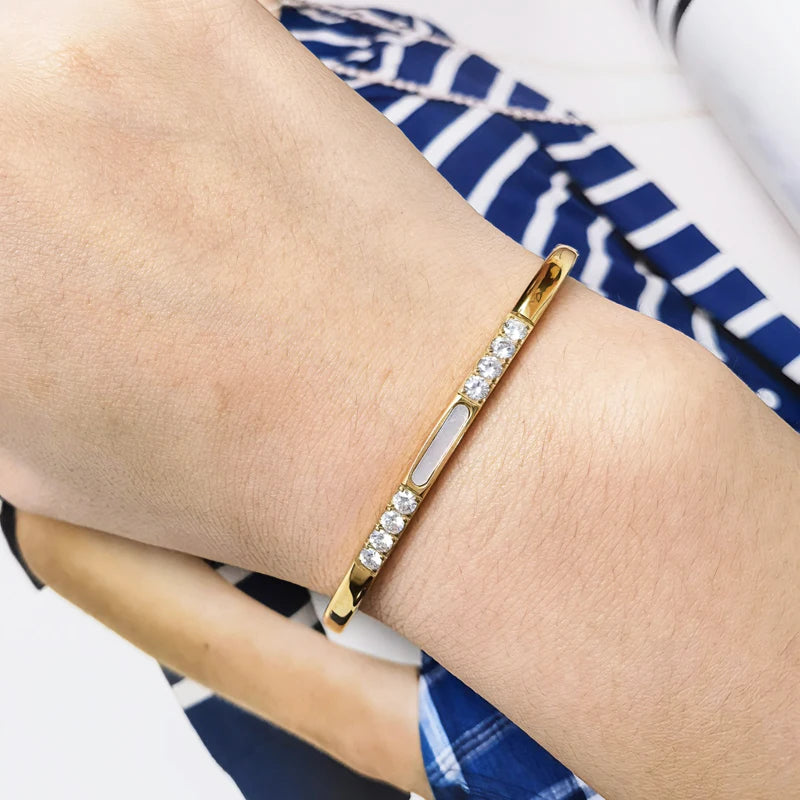 Bracelet en zircone cubique , en acier inoxydable