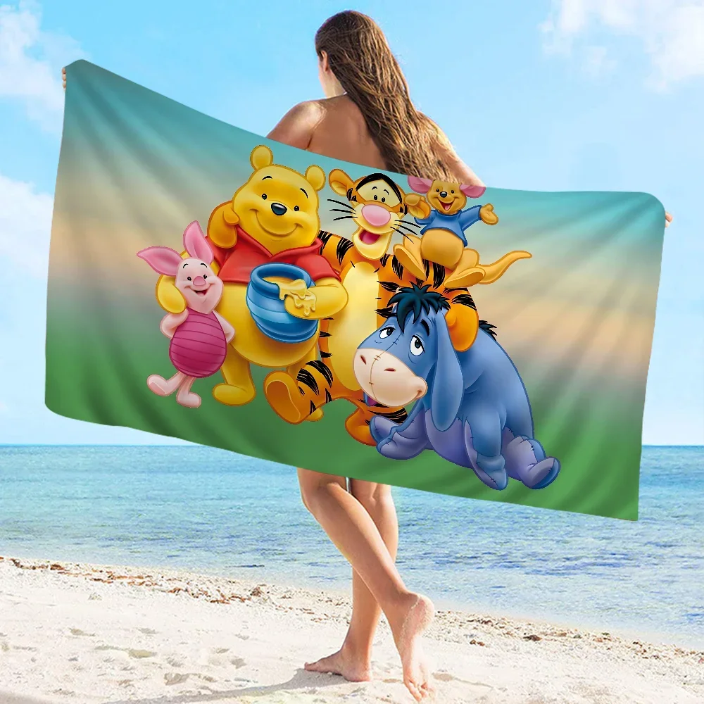 Winnie l'ourson ours serviette de plage dessin animé mignon été enfants grande piscine serviette de plage microfibre absorbant pour voyage de natation