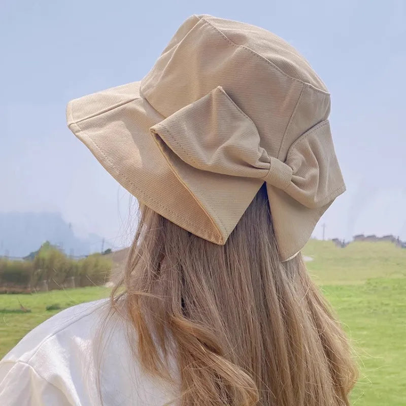 Casquettes de soleil de plage pour dames, filles, chapeaux seau à large bord avec nœud papillon pour femmes, été en plein air