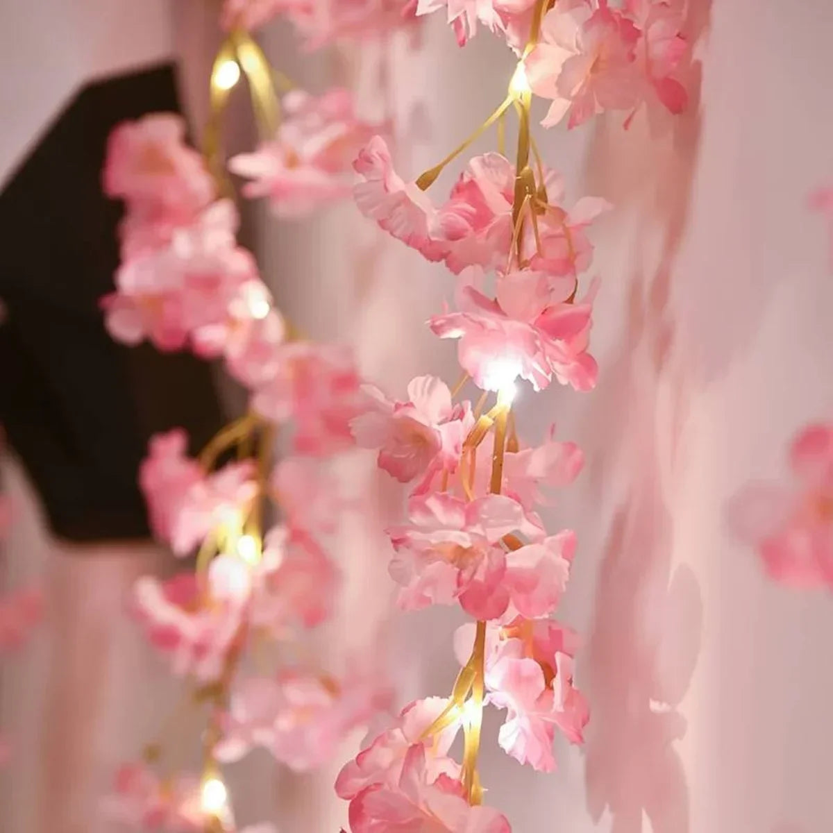 Guirlande lumineuse en fleurs de cerisier, 2M, 20led, guirlande de fleurs artificielles, vignes, lumières féeriques pour chambre à coucher, décoration de fête de mariage