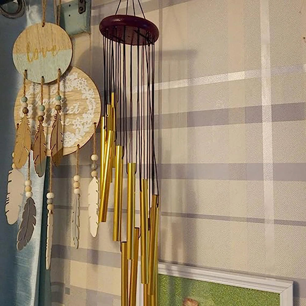 Cloches en alliage d'aluminium avec crochet, cloches dorées et argentées pour l'extérieur, la maison, la fête de mariage, la décoration commémorative, les cadeaux tendance, 12 tubes, 1 PC