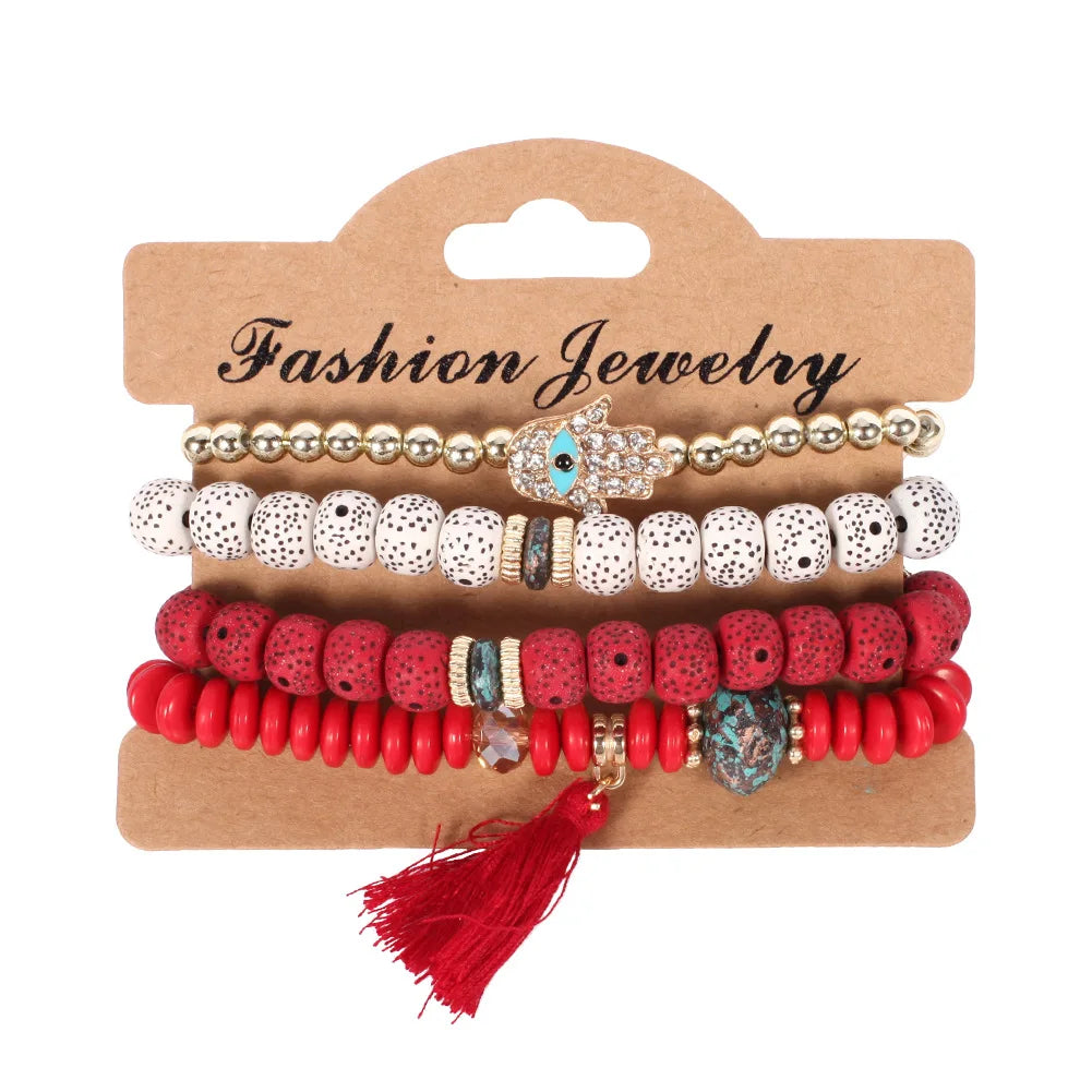 Ensemble de bracelets bohème en perles faites à la main pour femmes, chaîne de perles colorées d'été, accessoires de bijoux Boho pour hommes