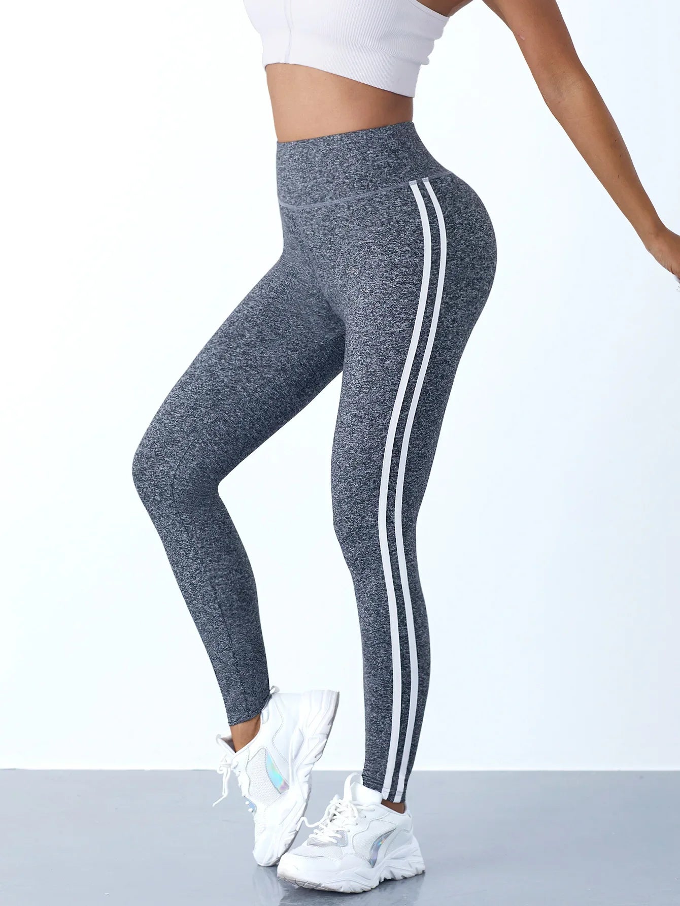 Leggings de Yoga pour femmes, pantalons de sport Slim rayés, taille haute, levage des hanches, collants décontractés, entraînement, course à pied, extensibles