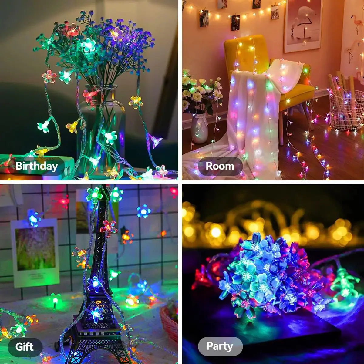 Guirlande lumineuse féerique à piles, 1 pièce, 10/20/30/40 LED, lumières en fleurs de cerisier pour décoration de mariage Patry