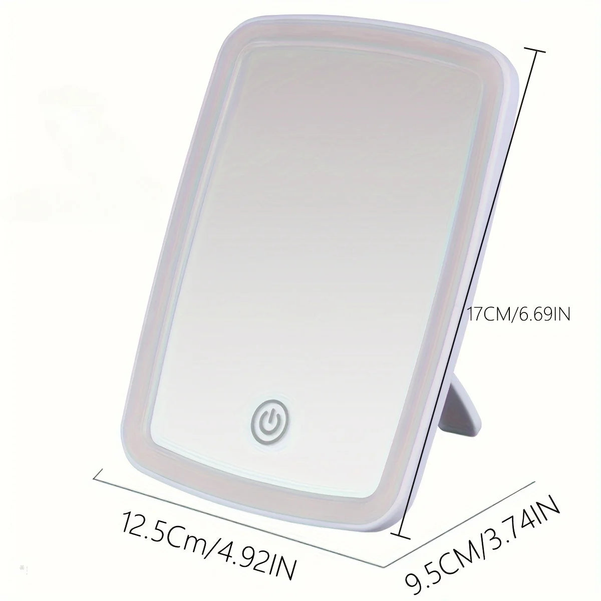 Miroir de maquillage LED avec capteur tactile, éclairage 3 couleurs, luminosité réglable, miroir cosmétique de table pliant avec chargement USB