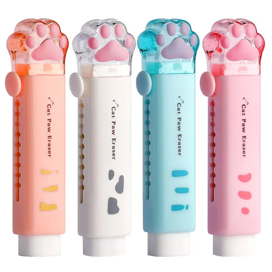 Gomme avec design push-pull rétractable, forme créative de griffe de chat de dessin animé, papeterie spécifique aux étudiants, gomme portable