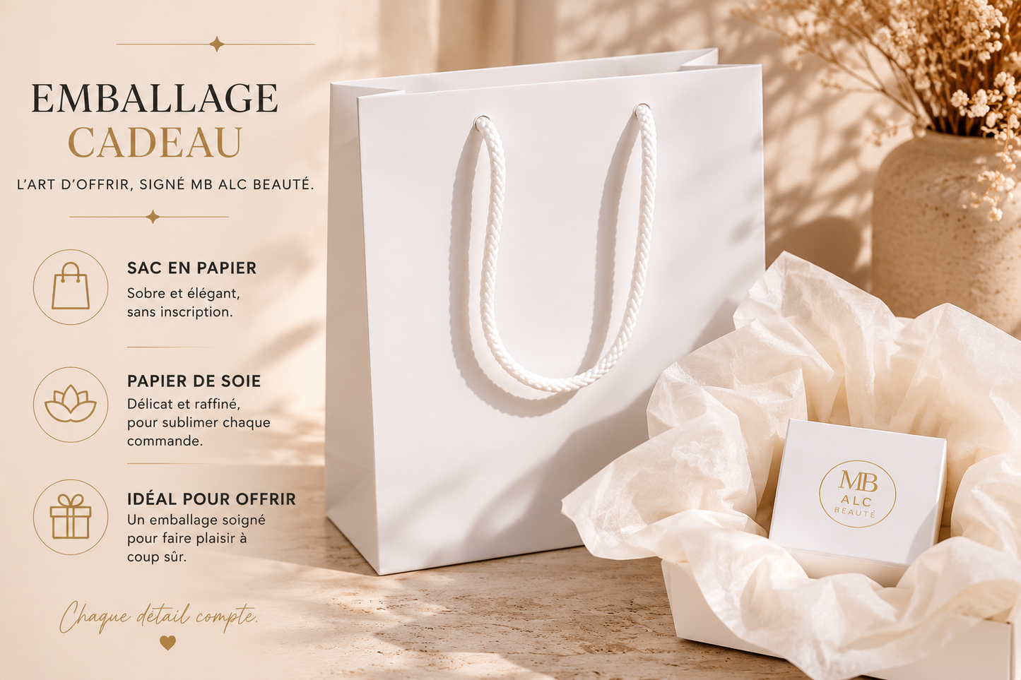 Sac Luxe pelliculé blanc 23x10x18cm