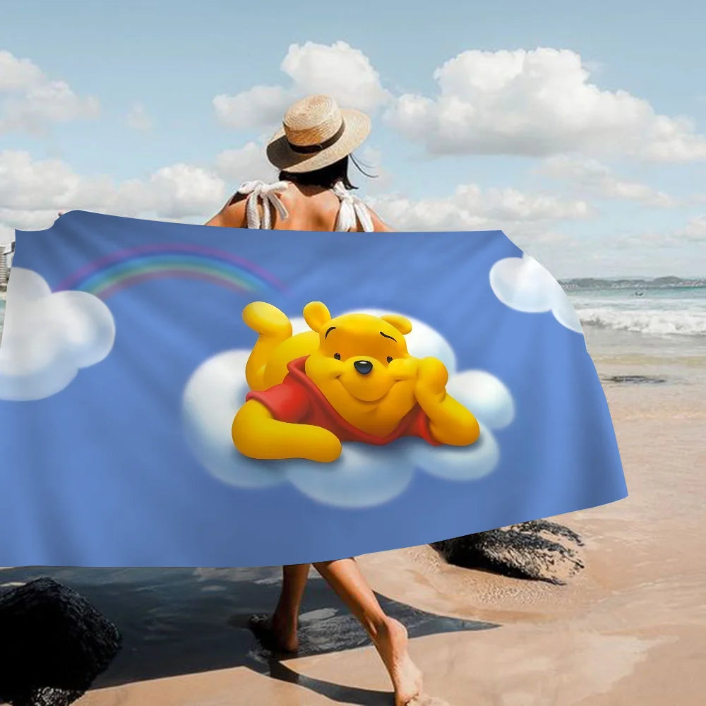 Winnie l'ourson ours serviette de plage dessin animé mignon été enfants grande piscine serviette de plage microfibre absorbant pour voyage de natation