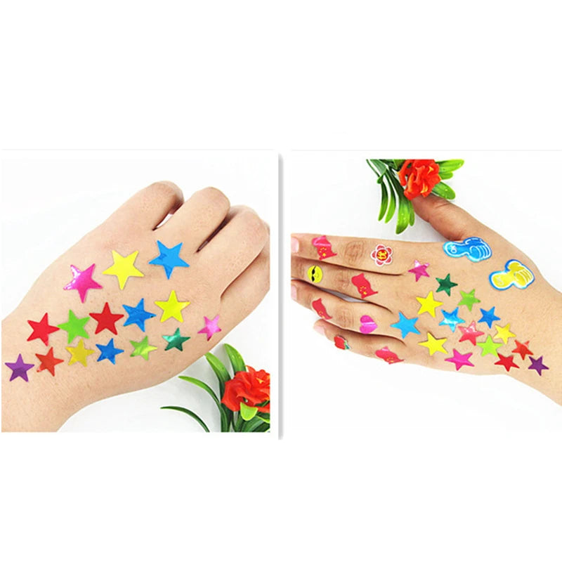 Autocollants à paillettes plaqués or pour enfants, étiquette d'éloge pour mère et enseignant, autocollant d'amour étoile à cinq branches, 10 feuilles/paquet