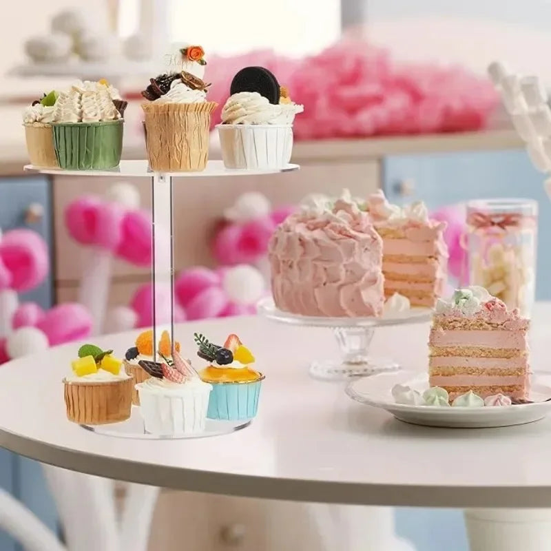 Support à gâteaux rond Transparent en acrylique