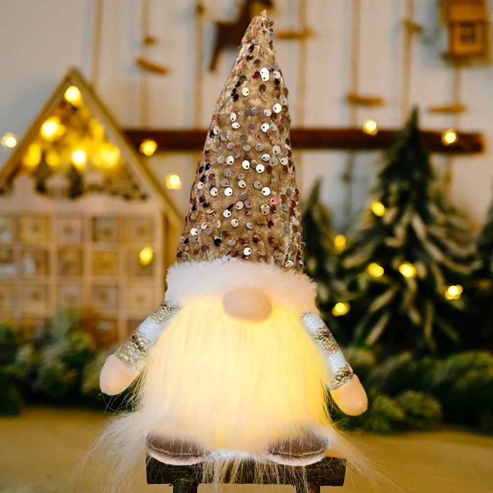 Gnome elfe avec lumière LED, décorations de Noël pour la maison