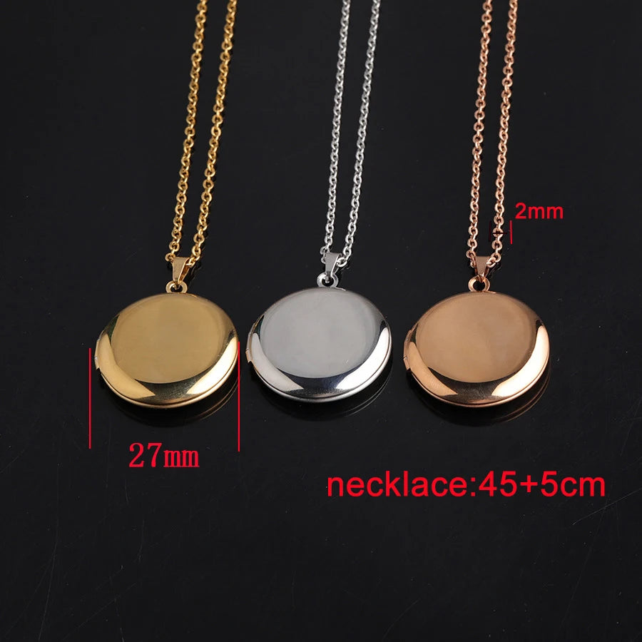 Collier médaillon Photo rond en acier inoxydable poli miroir, 27mm, pour bricolage, cadre Photo, bijoux commémoratifs, cadeau, 10 pièces/lot