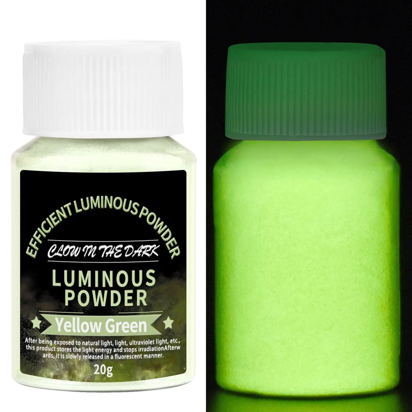 Peinture en poudre lumineuse longue durée, 20g, résine époxy, Pigment qui brille dans la nuit, poudre fluorescente, remplissage pour la fabrication de bijoux à faire soi-même