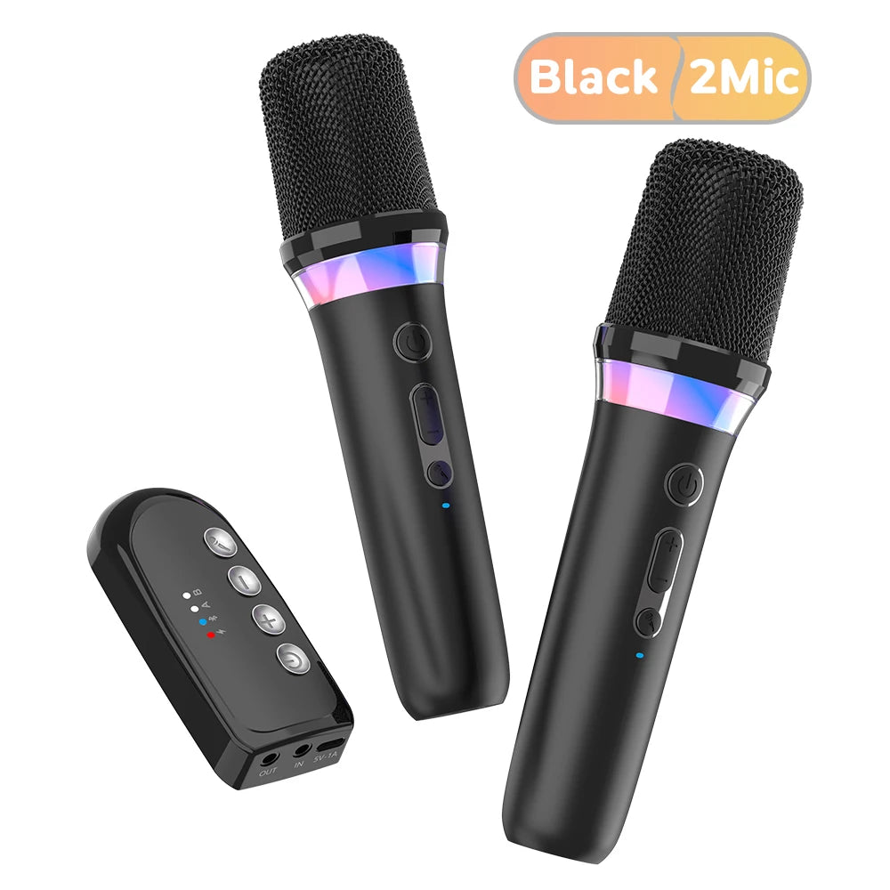 DS-K2 Karaoké Compagnon Bluetooth 5.3 Microphones dynamiques sans fil RVB Lumière colorée HIFI Stéréo DSP Système de mixage pour haut-parleur filaire Amplificateur Kit de voiture