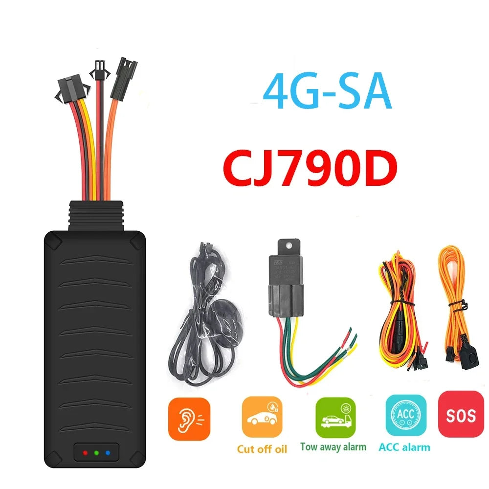 Traqueur GPS 4G pour Voiture et Moto, Moniteur Vocal SOS, État ACC, Remorquage, Arrêt, Choc, Déplacer, Appel SMS, Localisateur d'Alarme CJ790D
