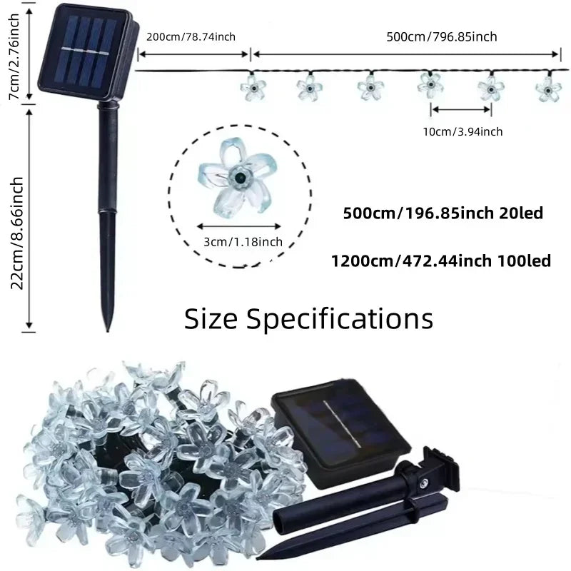 Solaire violet/bleu/charme/couleur fleur de cerisier jardin fleur lumières guirlandes chaîne lumières solaire extérieur étanche noël déco