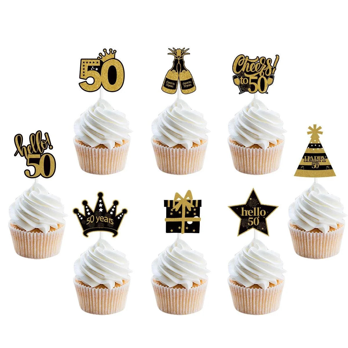Décoration de Cupcake à paillettes dorées numéro 30 40 50 60 70, 12 pièces, pour 30e 40e 50e 60e 70e anniversaire, décoration de gâteau de fête