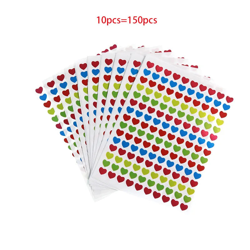 Autocollants à paillettes plaqués or pour enfants, étiquette d'éloge pour mère et enseignant, autocollant d'amour étoile à cinq branches, 10 feuilles/paquet