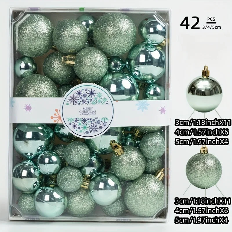 42 boules de Noël, décorations d'arbre de Noël, boules suspendues en différentes couleurs, boules décoratives de Noël et décoration de Noël