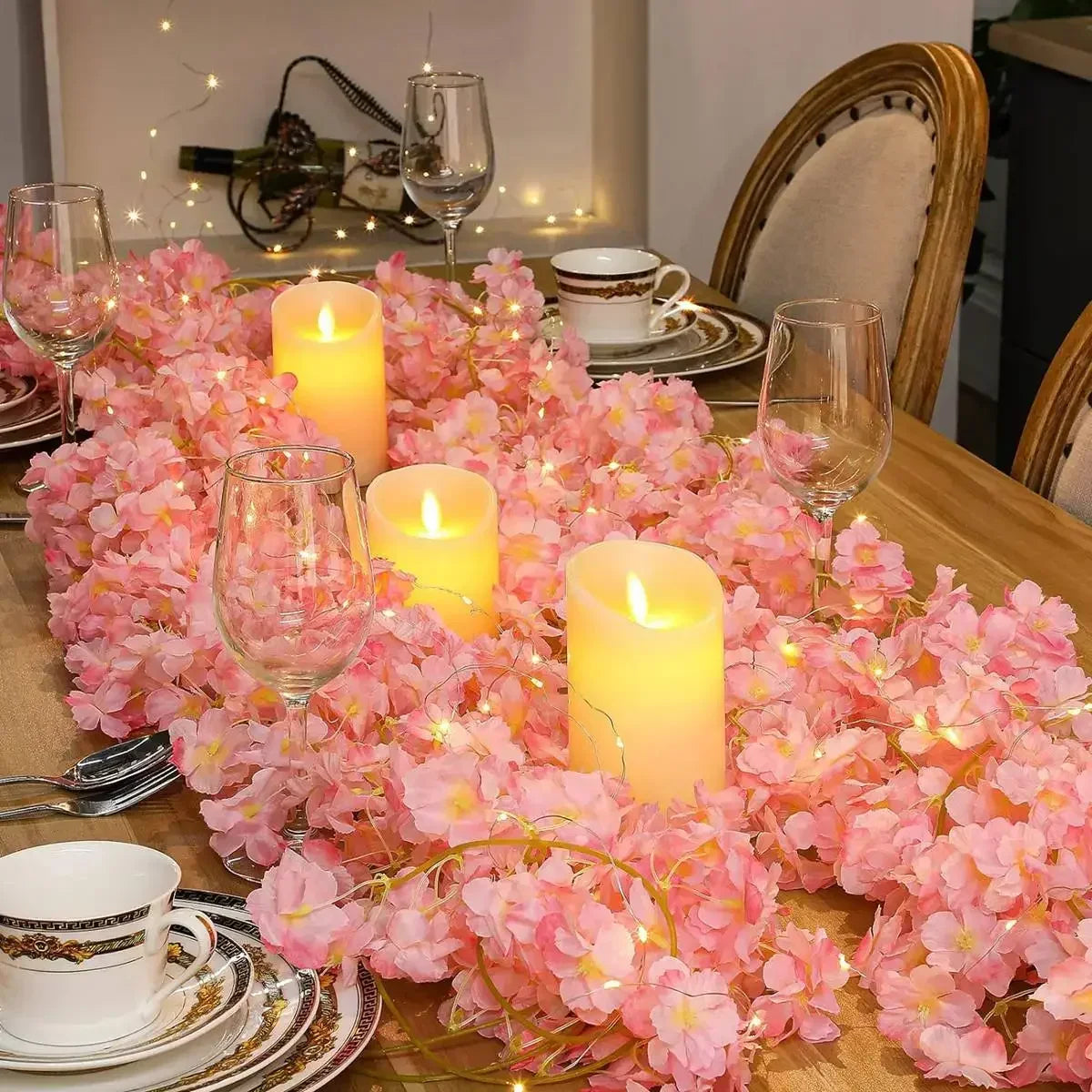 Guirlande lumineuse en fleurs de cerisier, 2M, 20led, guirlande de fleurs artificielles, vignes, lumières féeriques pour chambre à coucher, décoration de fête de mariage