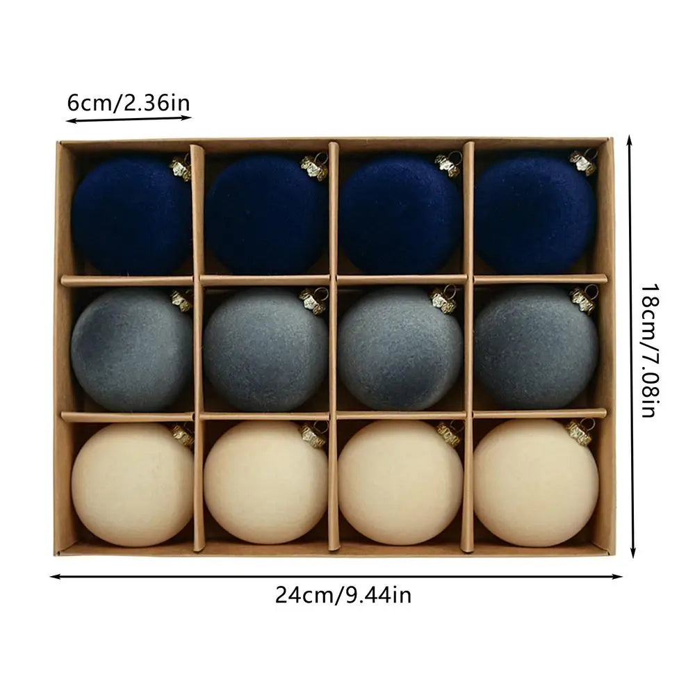 Décorations d'arbre de Noël en velours floqué, décoration, 12 pièces