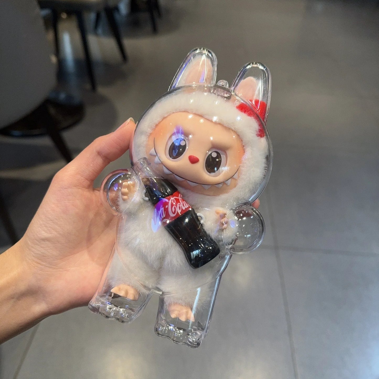 Étui de protection Labubu Portable Transparent, étui de protection la bubu, organisateur en acrylique, sac de poupée Labubu avec porte-clés