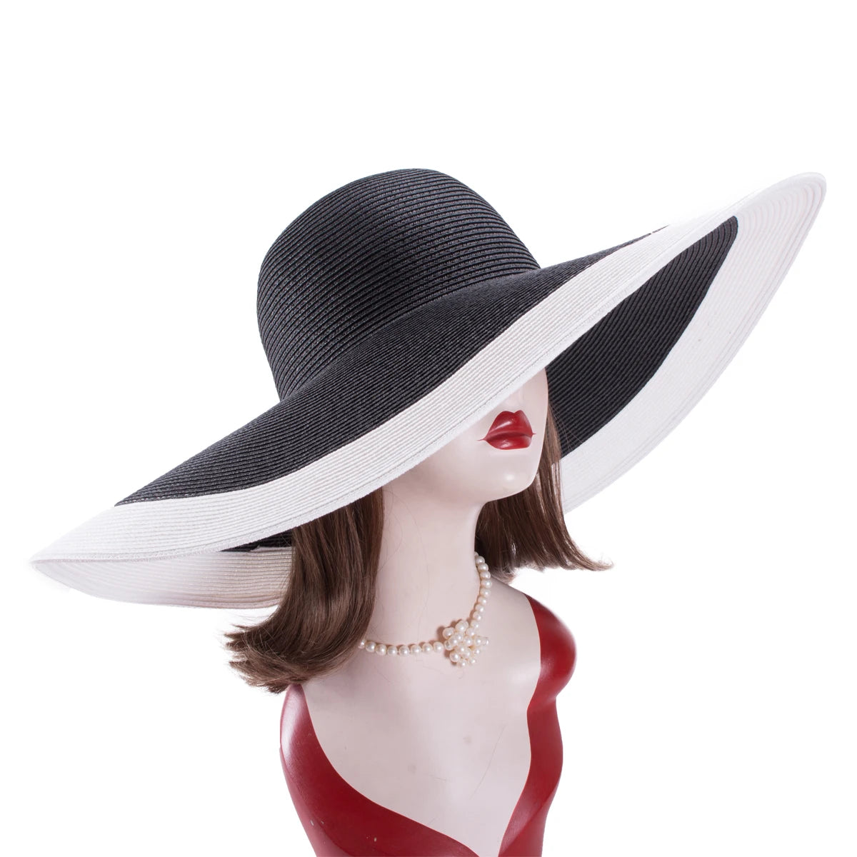 Lawliet-Chapeau de paille pliable à large bord pour femme, accessoire de plage, de mariage, de fête, 7.1, 18cm, A330