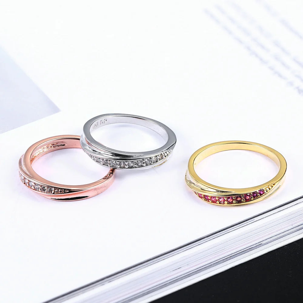 ZHOUYANG – bague pour femmes, bijoux simples en zircone cubique, couleur or Rose