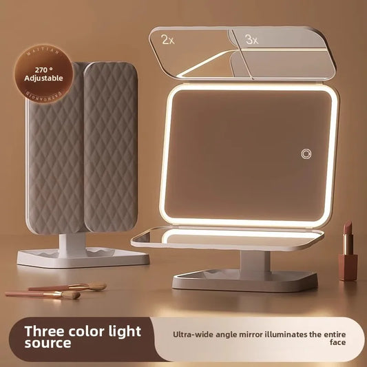 Miroir de maquillage à lampe Led, peut être tourné, trois volets, miroir de beauté haute définition, Compact, intelligent, offre spéciale