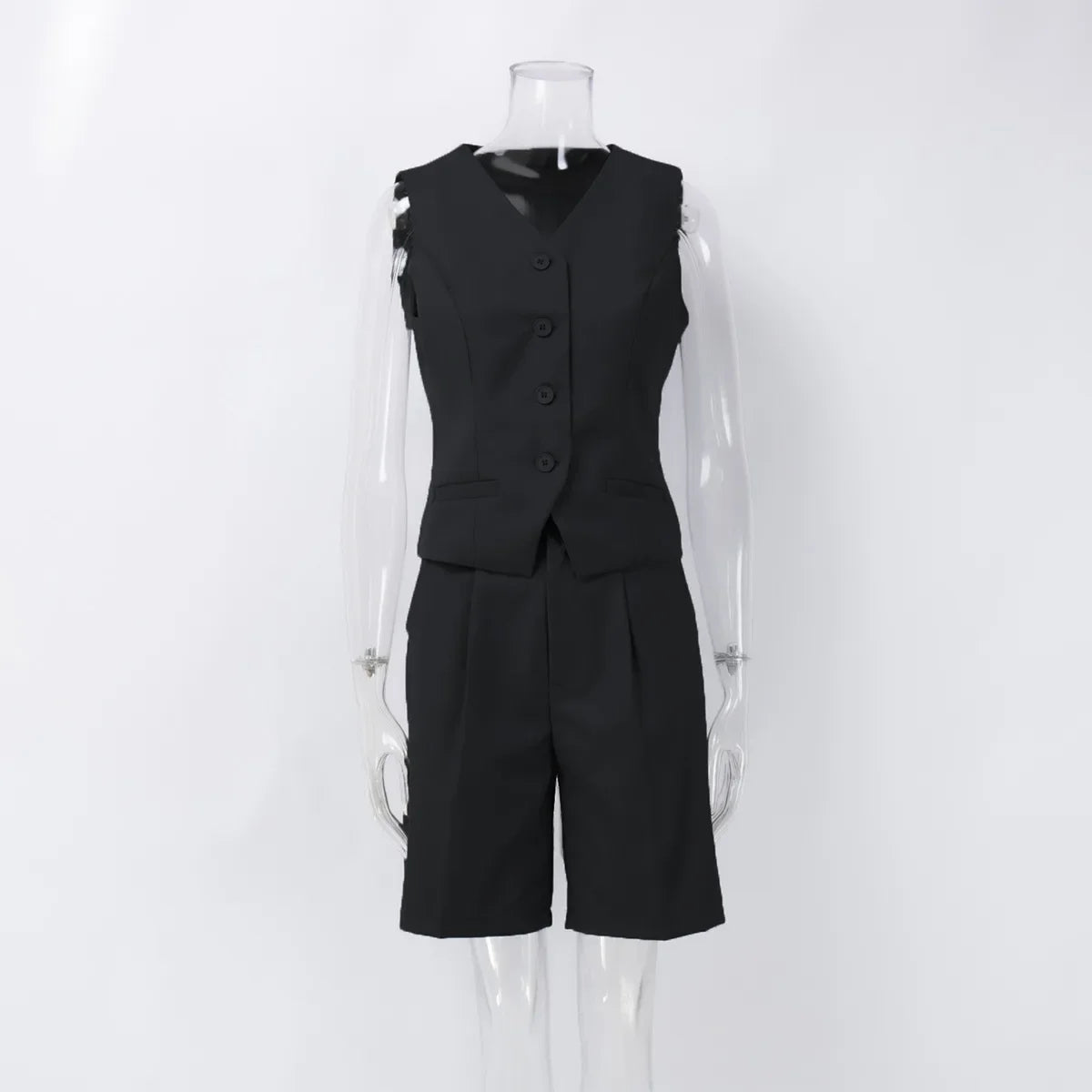 Ensemble deux pièces pour femmes, Slim, court, col en V, gilet sans manches, hauts Y2k, taille haute, ensembles assortis, Short élégant, Streetwear, été