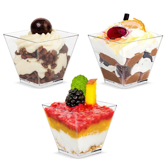 Gobelets à Dessert jetables transparents de 60ml, Mini tasses trapézoïdales, conteneurs pour desserts de fête de Restaurant, crème glacée, 10/20 pièces.