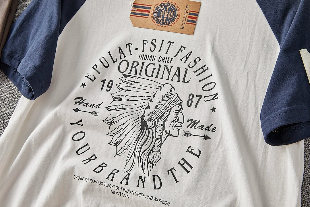 Été nouveau américain rétro à manches courtes col rond lettre imprimé T-shirt hommes mode Simple 100% coton lavé décontracté Sport hauts