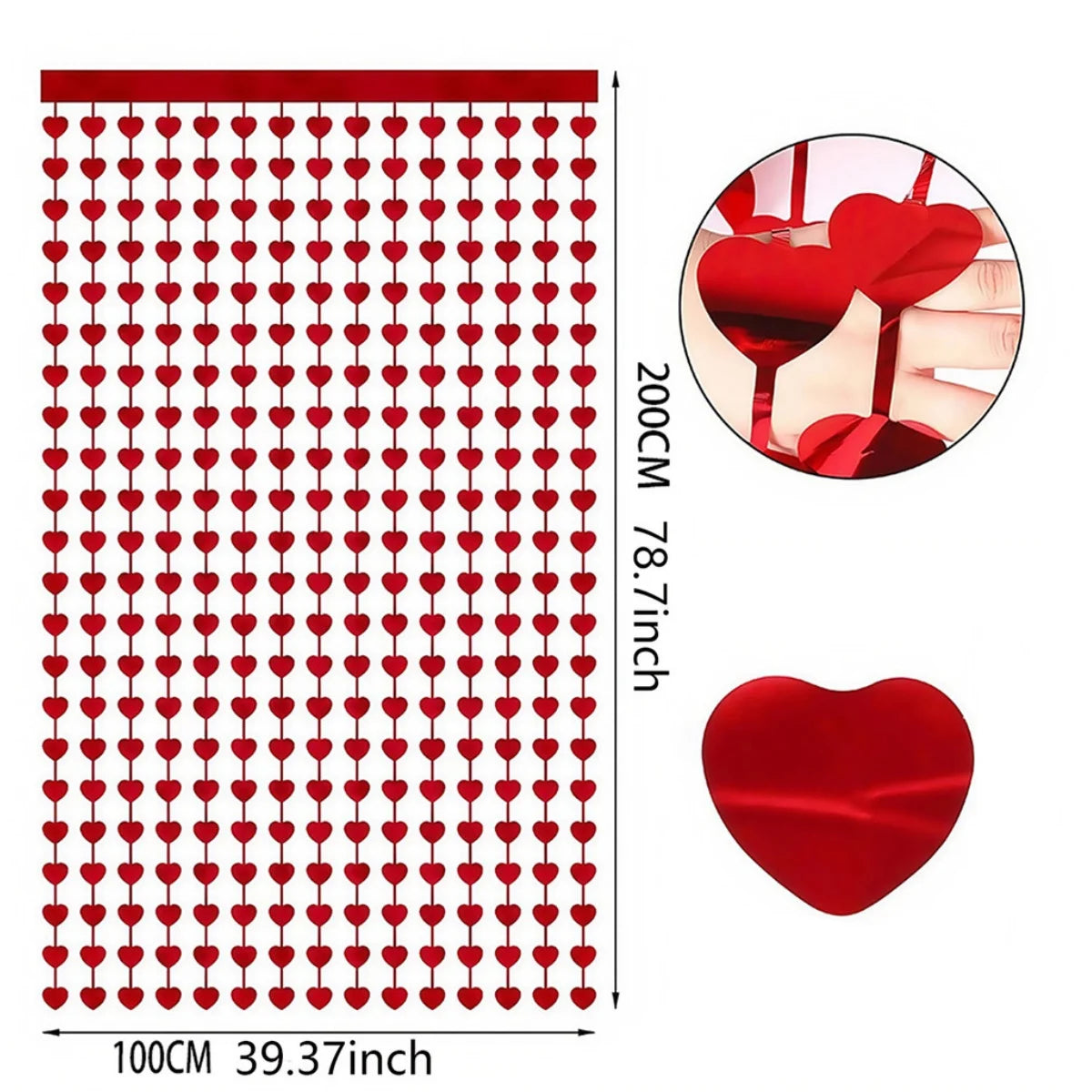 4 paquets 39x79 pouces rouge coeur forme guirlandes feuille frange rideau saint valentin