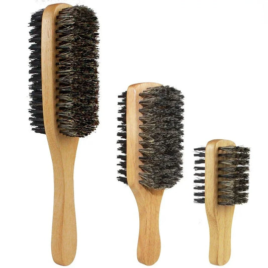 Brosse à cheveux en poils de sanglier pour hommes, brosse ondulée en bois naturel pour hommes, brosse à cheveux coiffante pour cheveux courts, longs, épais, bouclés et ondulés