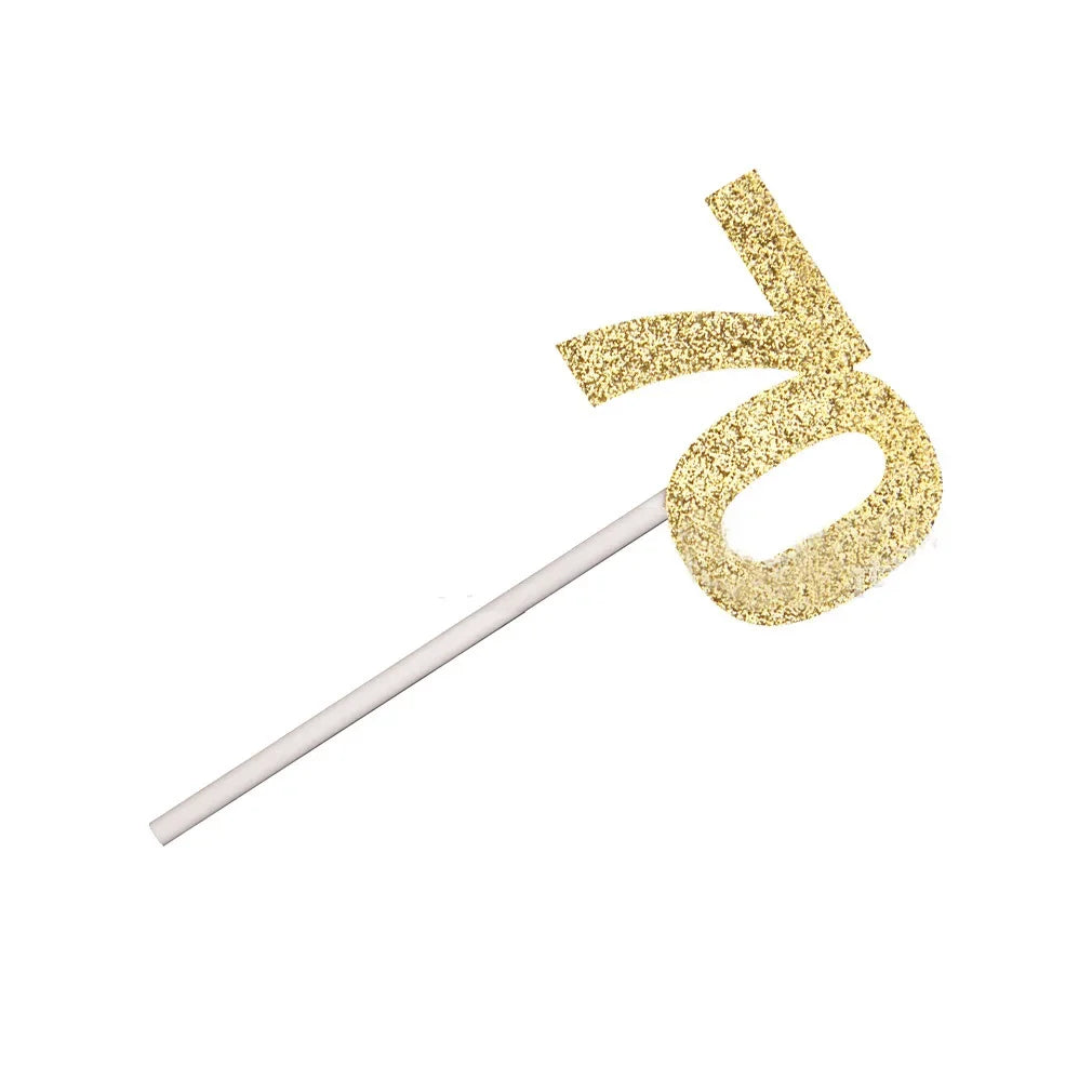 Décoration de Cupcake à paillettes dorées numéro 30 40 50 60 70, 12 pièces, pour 30e 40e 50e 60e 70e anniversaire, décoration de gâteau de fête