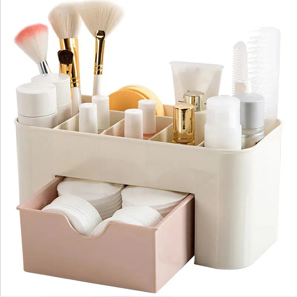 LULAA Nail Art Organizer Desktop Drawer Cosmetic Storage Box Makeup Brush Organizer Box Jewelry Lipstick Mask Compartment