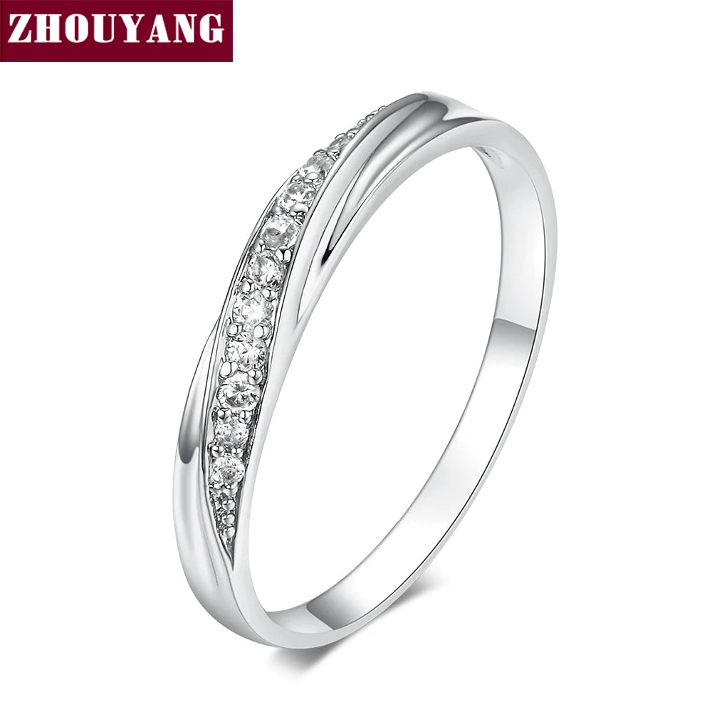 ZHOUYANG – bague pour femmes, bijoux simples en zircone cubique, couleur or Rose